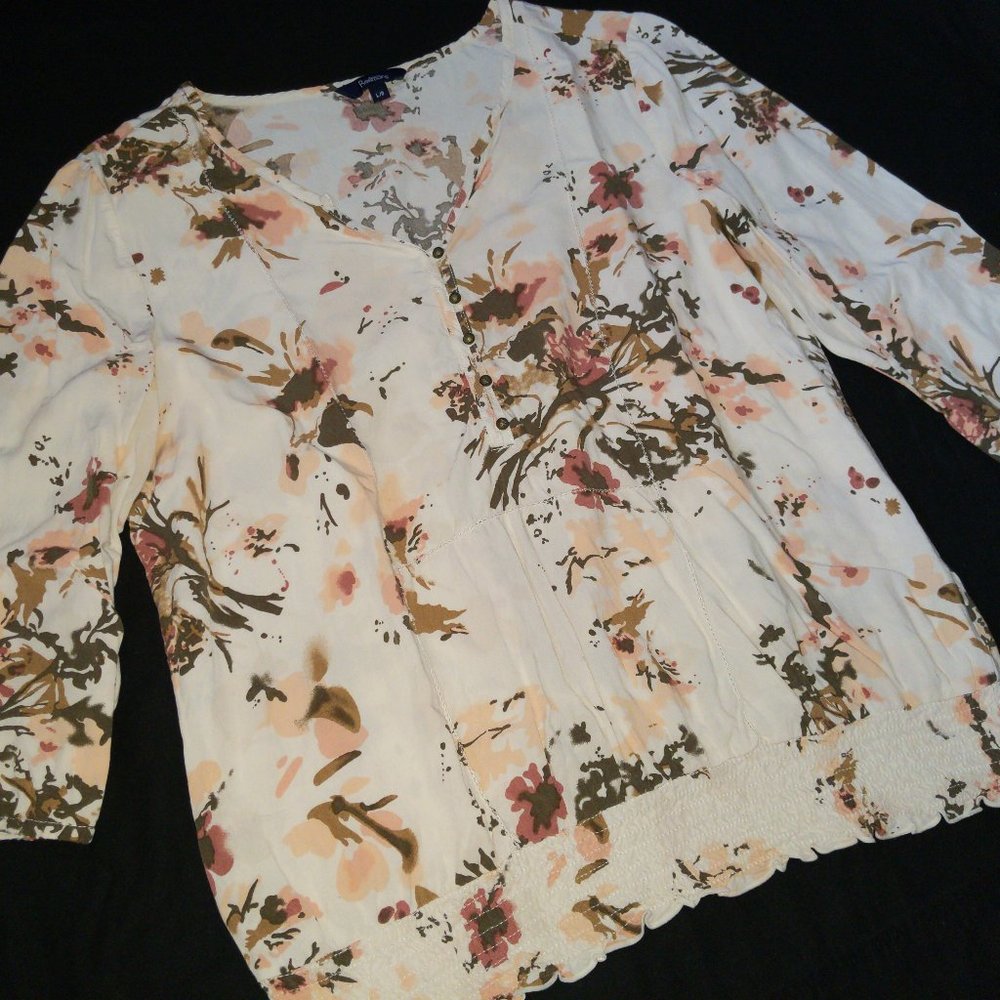 4/$20 | Reitmans Floral Watercolour Blossoms Floral 3/4 sleeve Blouse